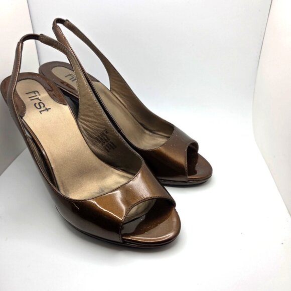 Brown Slingback PeepToe Heels - Picture 3 of 6